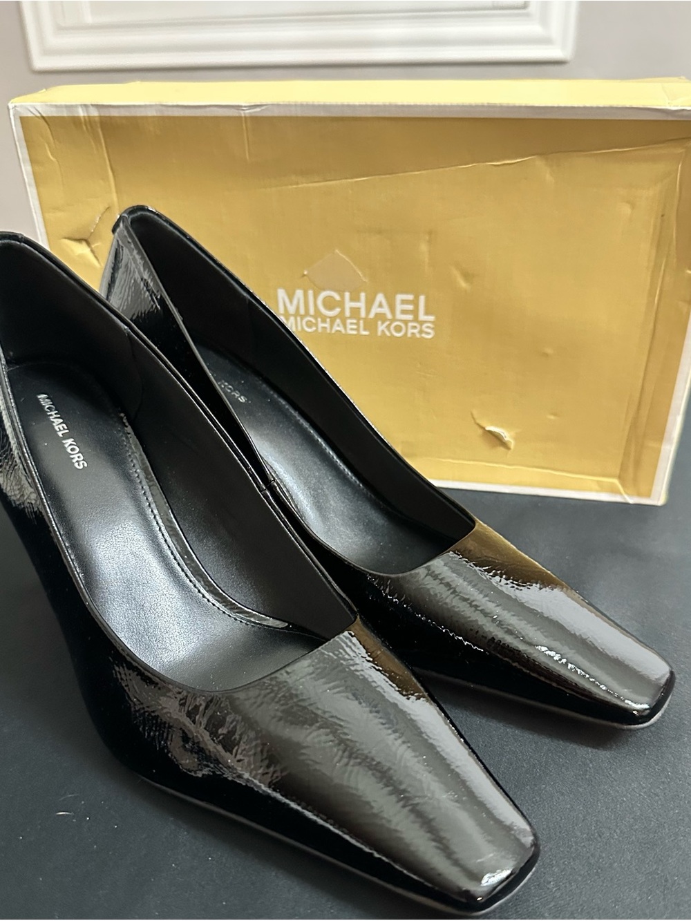 Michael Kors Black Darrah Square-Toe Pumps